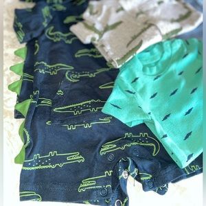 One Alligator hooded romper is left. Has pocket. Snaps in bottom. GUC | 3 month